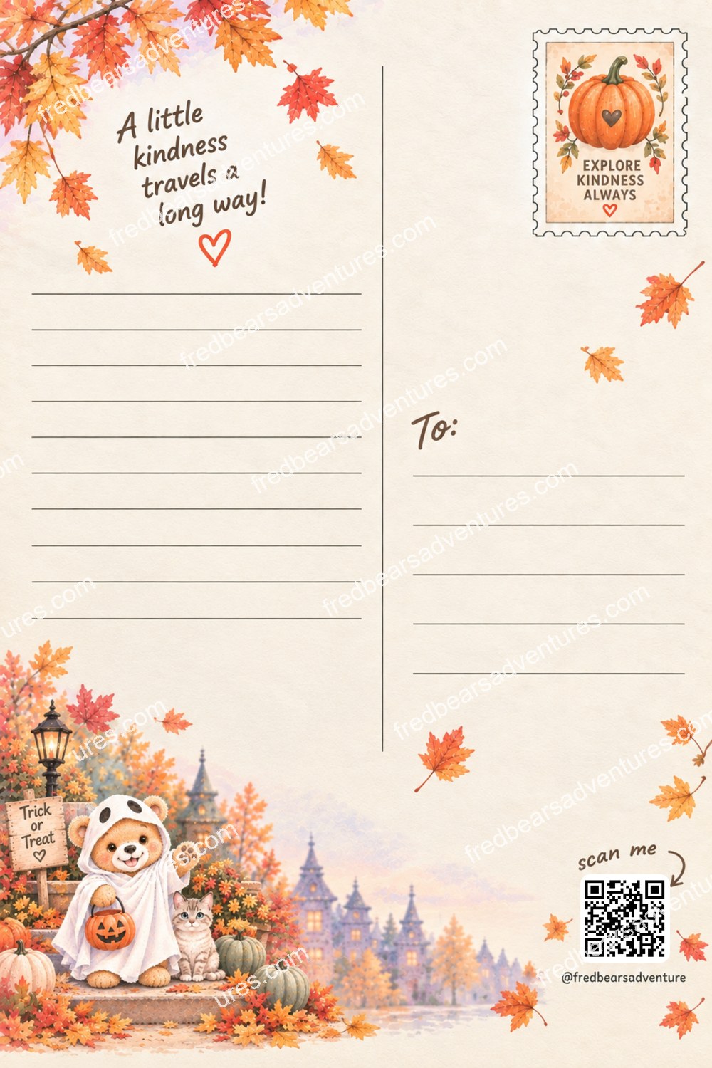 Halloween Porch Postcard — back